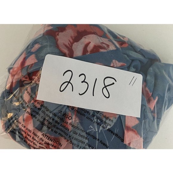 Democracy Floral Print Boho Ruffle Peasant Hippie Blouse S Mesh Fabric Blue $68 - Picture 11 of 11